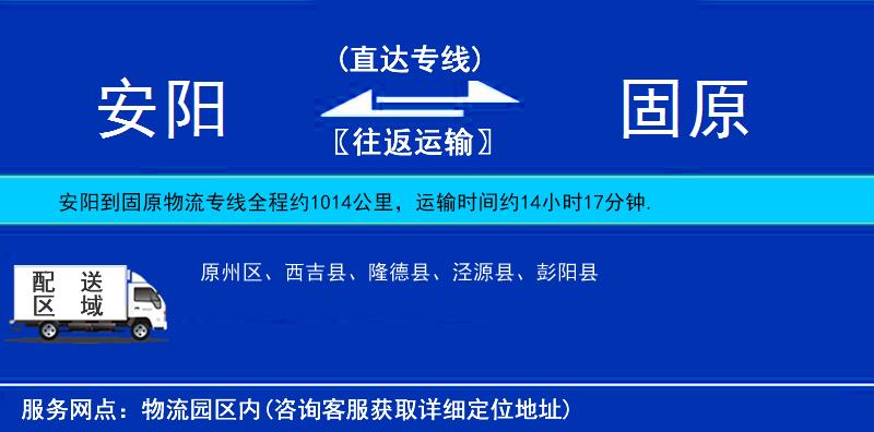 安陽到固原物流專線