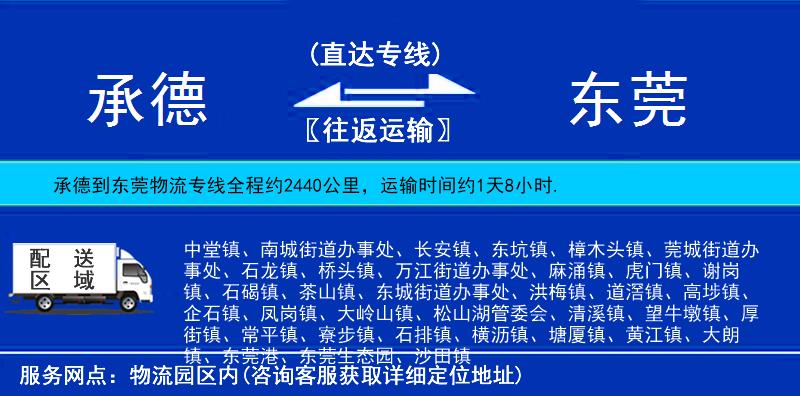 承德到東莞貨運專線