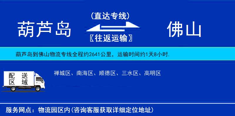葫蘆島到佛山貨運專線