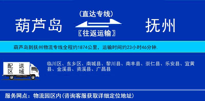葫蘆島到撫州物流專線