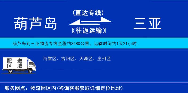 葫蘆島到三亞物流專線