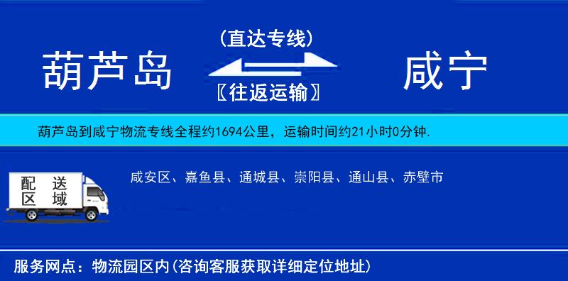 葫蘆島到咸寧物流專線