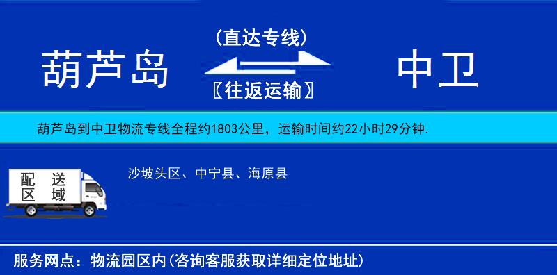葫蘆島到中衛(wèi)物流專線