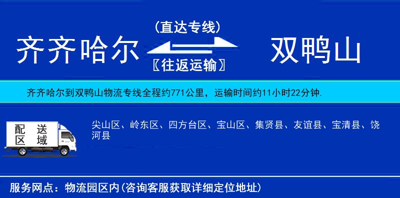 齊齊哈爾到雙鴨山物流專線
