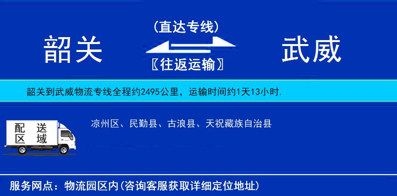 韶關到武威物流專線