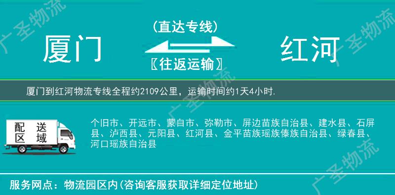 廈門到紅河物流專線