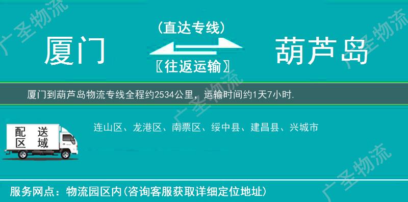 廈門到葫蘆島物流專線