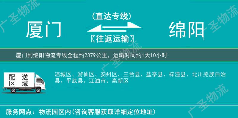 廈門到綿陽物流專線