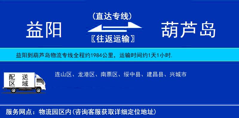 益陽到葫蘆島物流專線